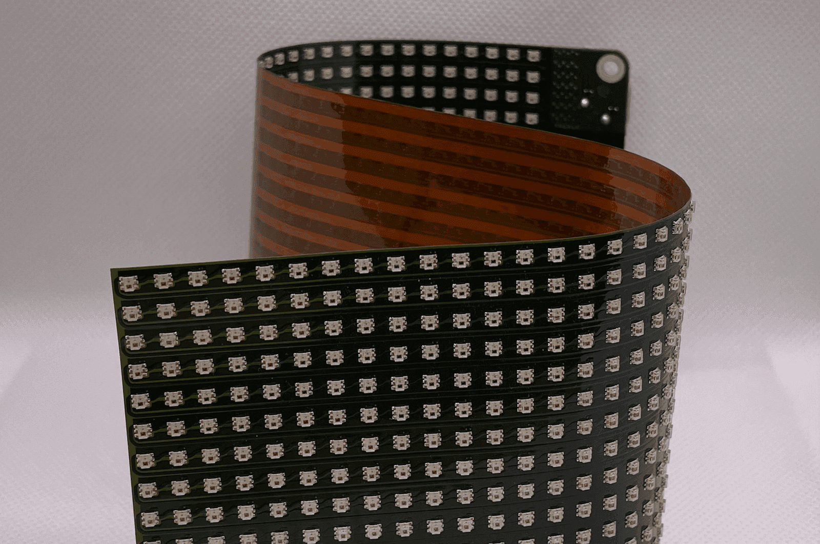 Flexible LED matrix on a bendable printed circuit board