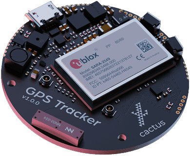 Cactus GPS tracker circuit board with a u-blox cellular module